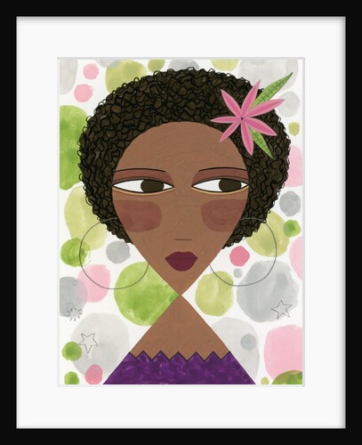 Woman with Hoop Earrings and a Pink Flower by Anonymous