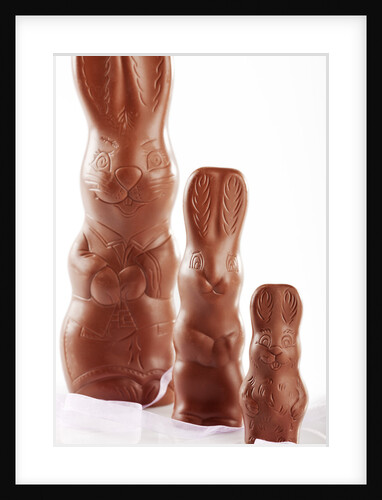 Chocolate bunnies in a row by Anonymous