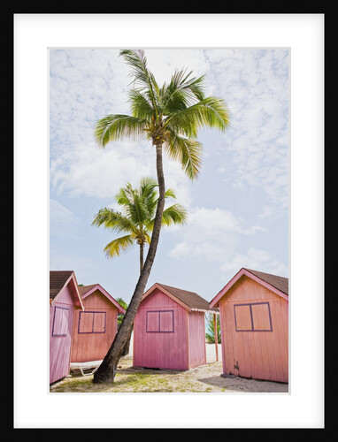 Pink tropical bungalows by Anonymous
