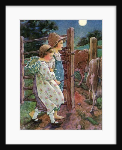 Illustration of children tending cows by Clara M. Burd