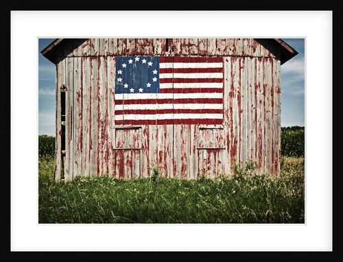 American flag painted on barn by Anonymous