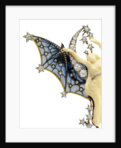 Detail of Art Nouveau diamond, ivory and plique-a-jour enamel Belle du Nuit brooch by Anonymous