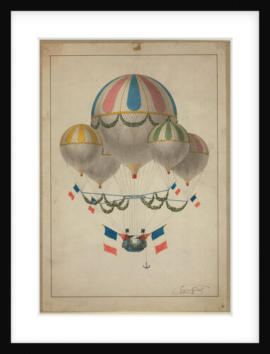 Balloons carrying two men by Anonymous