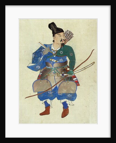 Japanese ink drawing of warrior archer by Anonymous