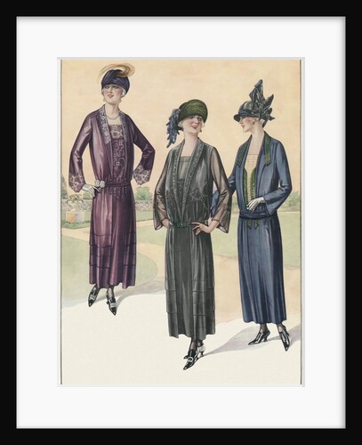 Three Women in Art Nouveau dresses by Anonymous