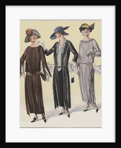 Three Women in Art Nouveau dresses by Anonymous