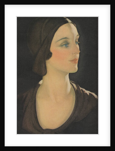 Profile of woman wearing cloche hat by Anonymous