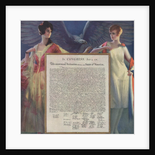 Lovely ladies guarding Declaration of Independence by Anonymous