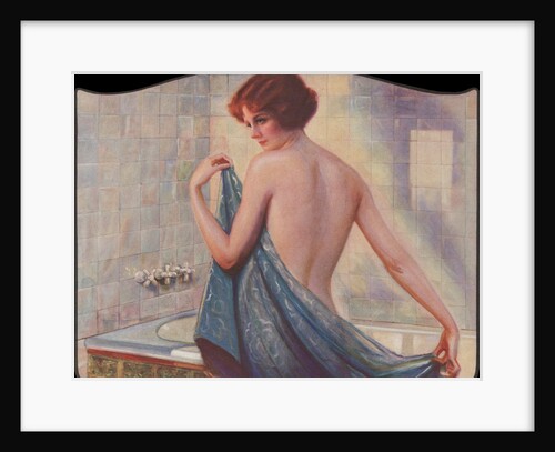 Woman with towel in bath by Anonymous