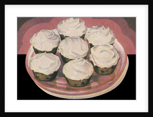 Cupcakes with vanilla frosting by Anonymous
