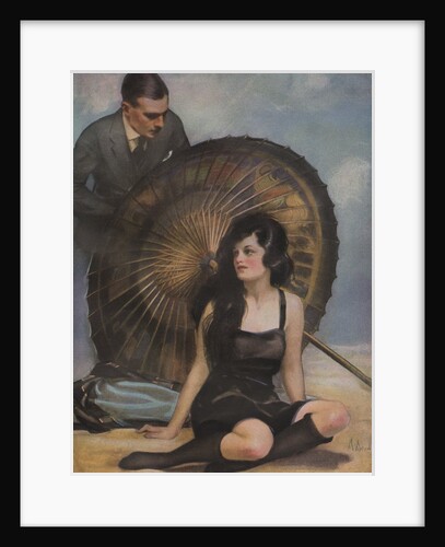 Woman and man with Japanese parasol by Anonymous