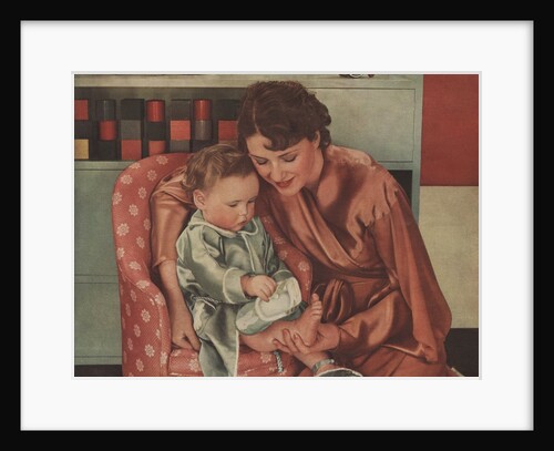 Mother helping baby put on shoes by Anonymous