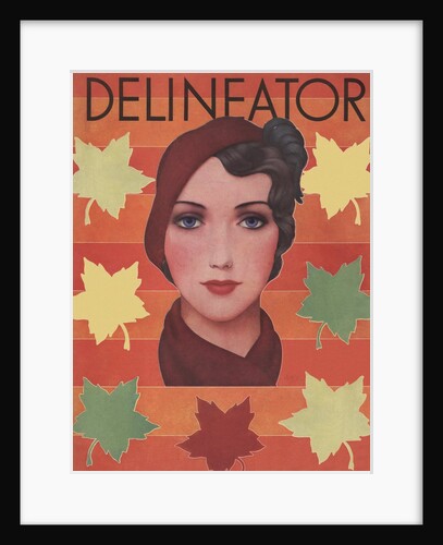 Woman surrounded by fall leaves by Anonymous