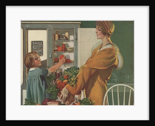 Mother and daughter putting away shopping by Anonymous