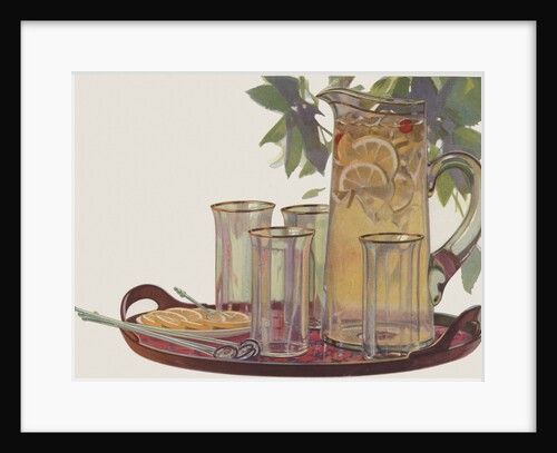 Pitcher of lemonade and glasses by Anonymous