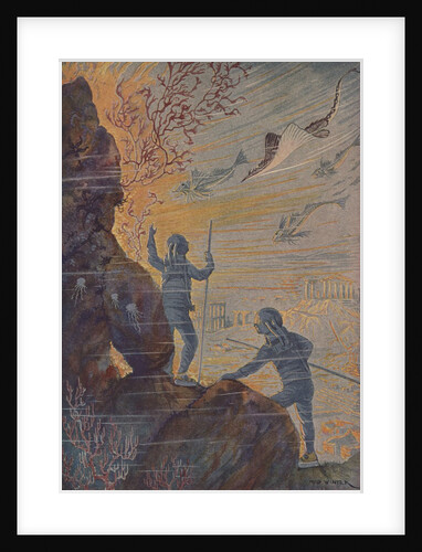 Illustration of divers discovering lost city by Anonymous