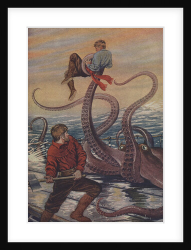 Illustration of octopus attacking sailor by Anonymous