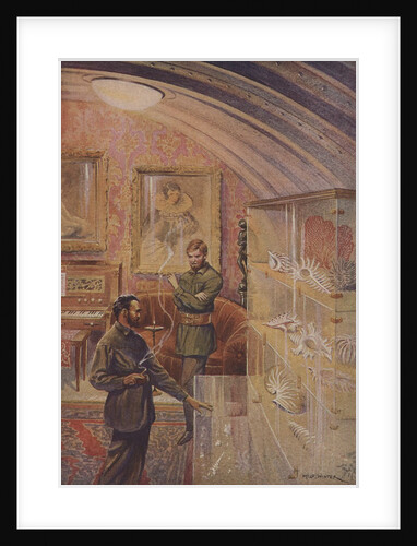 Illustration of men with display cases of shells by Anonymous