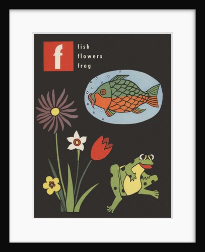 F is for fish flowers frog by Anonymous