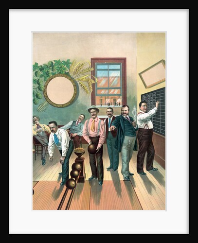 Men in bowling alley by Anonymous