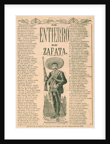 Broadside with burial of Emiliano Zapata by Anonymous