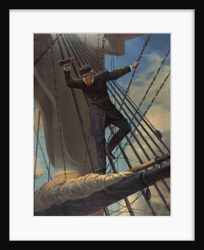 Admiral David Farragut lashed to upper mast during Battle of Mobil Bay by Anonymous