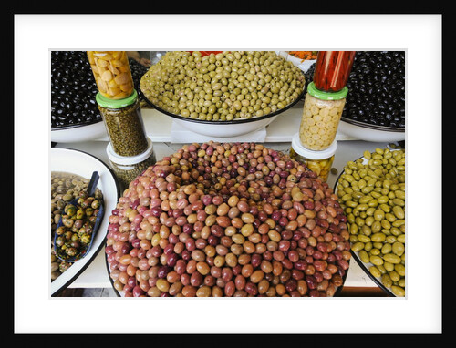 Olive stand in a souk in the medina in Marrakech by Anonymous