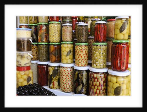 Olive stand in a souk in the medina in Marrakech by Anonymous