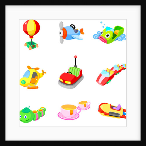 Close-up of various amusement park rides by Anonymous