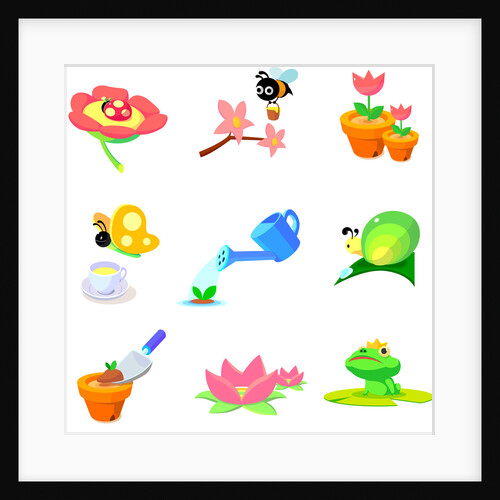 Flowers and animals found in garden by Anonymous