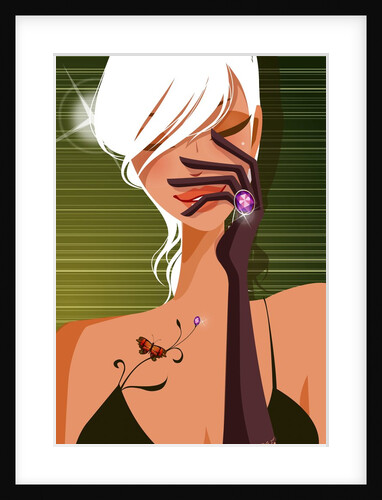 Woman with her hand on her face by Anonymous