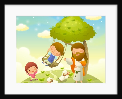 Jesus Christ playing with two children by Anonymous