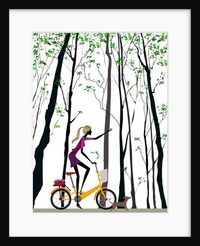 Side profile of a woman riding a bicycle by Anonymous