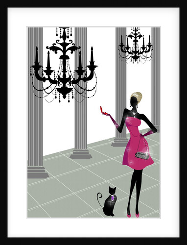 Woman posing with her cat by Anonymous