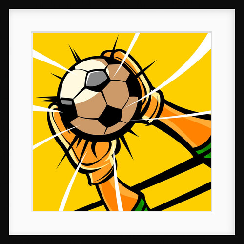 Goalkeeper's hands catching a soccer ball by Anonymous