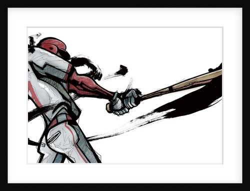 Baseball player swinging bat, side view by Anonymous