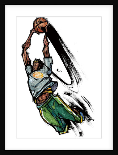 Basketball player holding ball by Anonymous