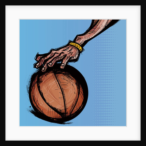 Person's hand on basketball by Anonymous