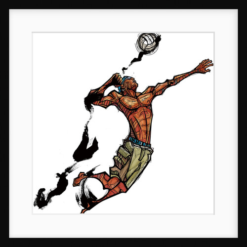 Man hitting volleyball, side view by Anonymous