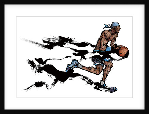 Basketball player playing with basketball by Anonymous