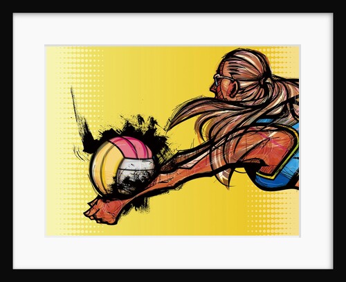 Woman playing volleyball, side view by Anonymous
