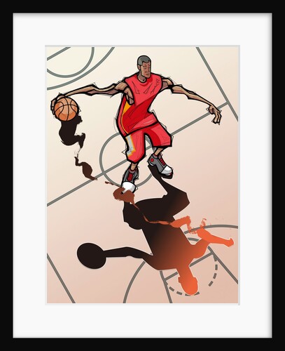 Basketball player dribbling ball by Anonymous