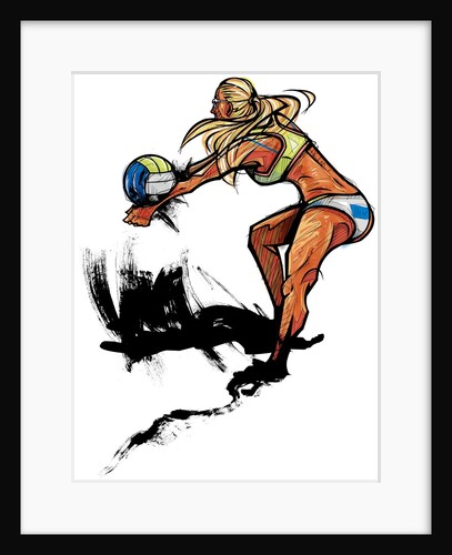 Woman playing volleyball, side view by Anonymous