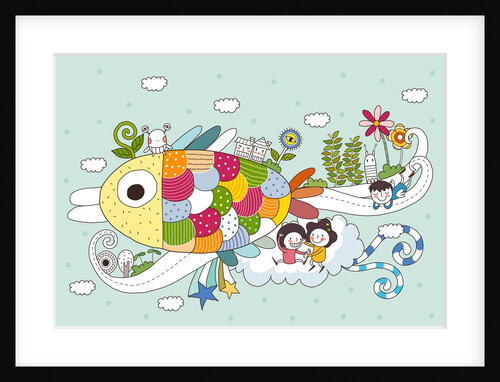 Children playing by bird by Anonymous