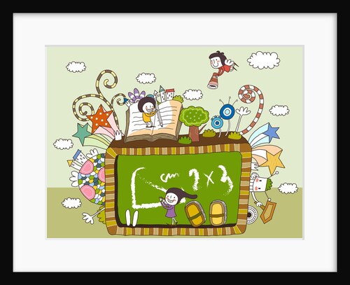 Children playing by blackboard by Anonymous