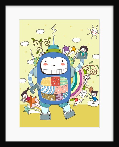 Children playing with robot by Anonymous