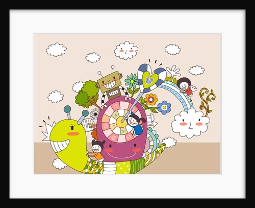 Children playing on snail by Anonymous
