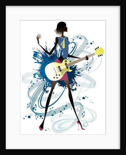 Young woman holding guitar by Anonymous