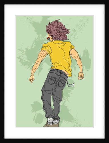 Rear view of young man skateboarding by Anonymous