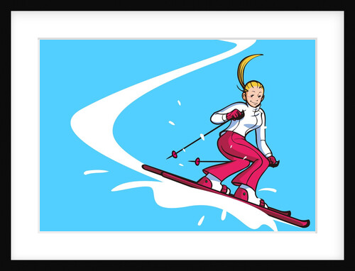 Low angle view of a woman skiing by Anonymous